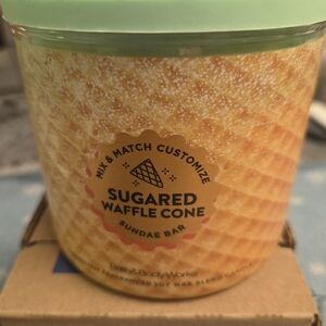 NEW Bath & Body Works Sugared Waffle Cone 3 WICK LARGE Candle DECORATIVE JAR